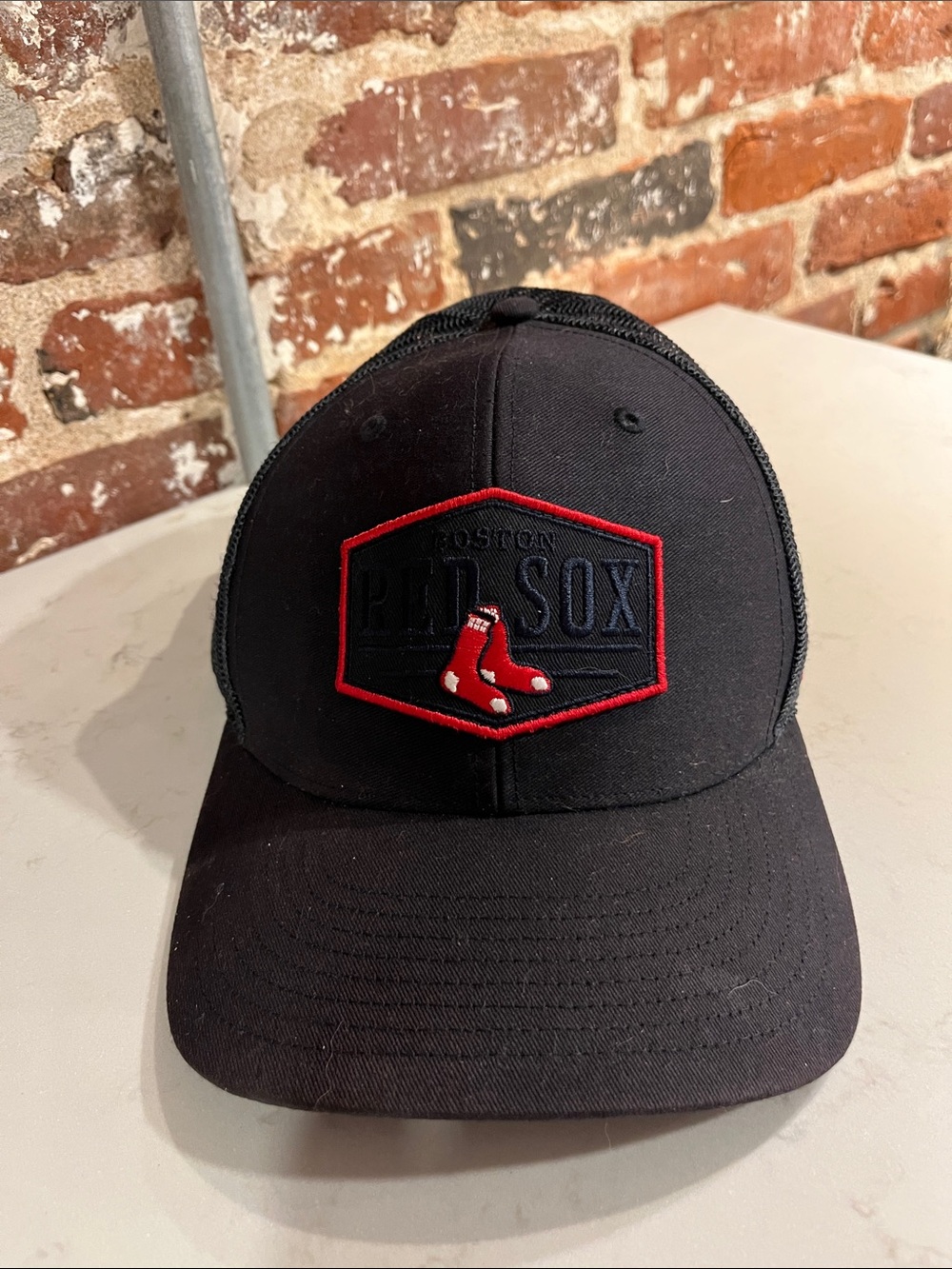 Boston Red Sox Black Trucker Hat with Red Patch